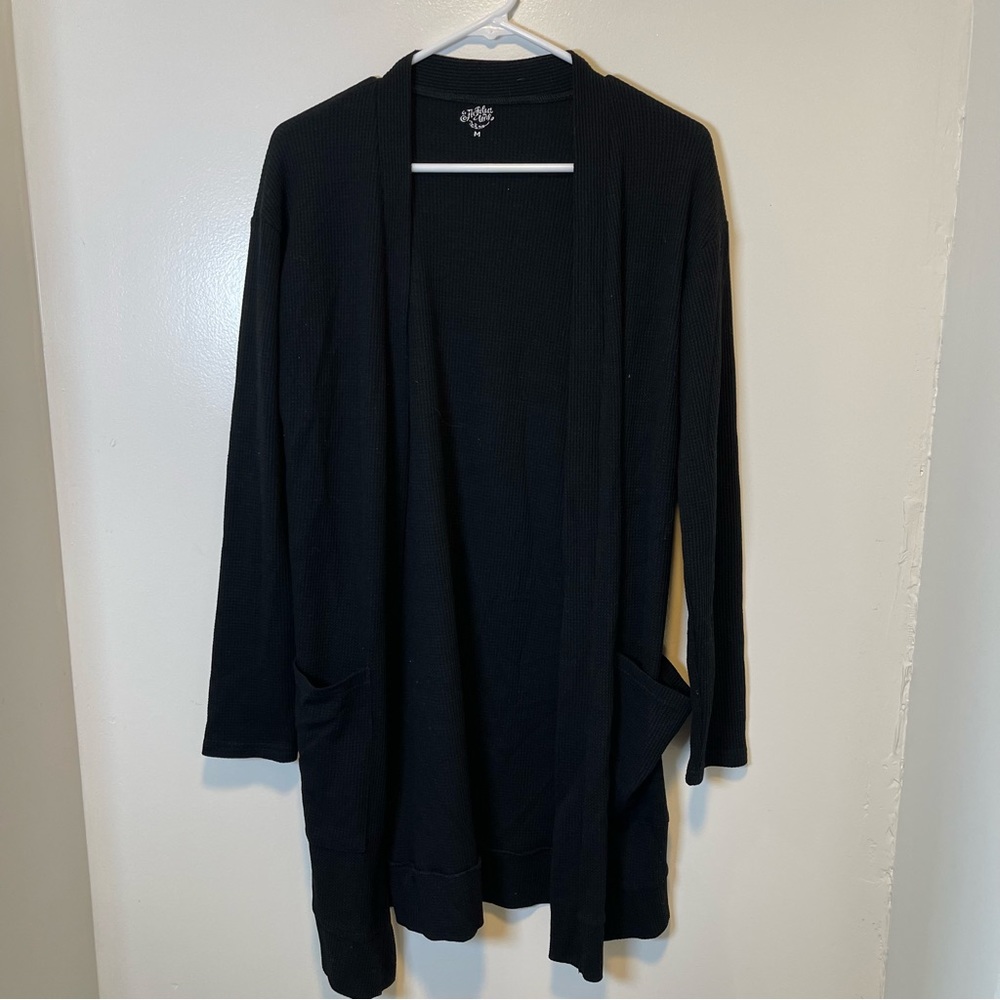 Tickled Teal black waffle cardigan size medium